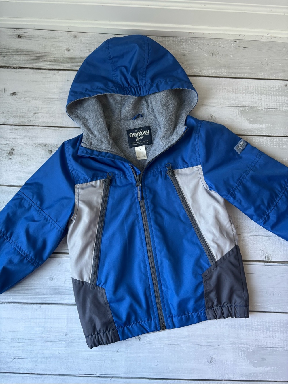 OshKosh B'gosh Royal Blue and Gray Lined Hooded Jacket